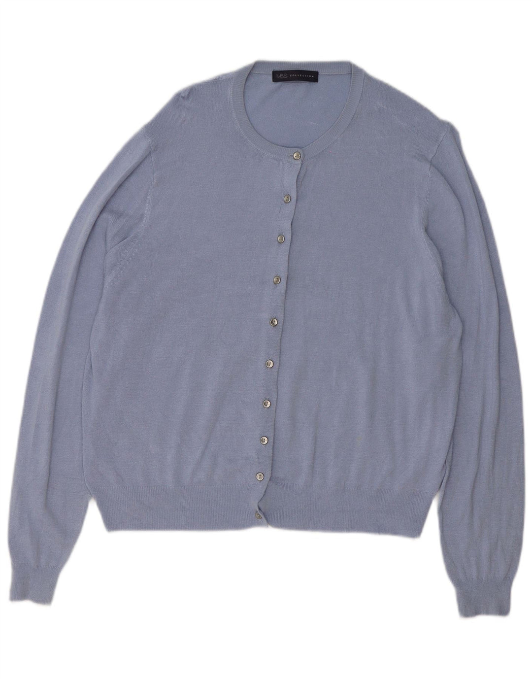 MARKS & SPENCER Camisola Cardigan Oversized Feminina Reino Unido 18 XL Azul Viscose