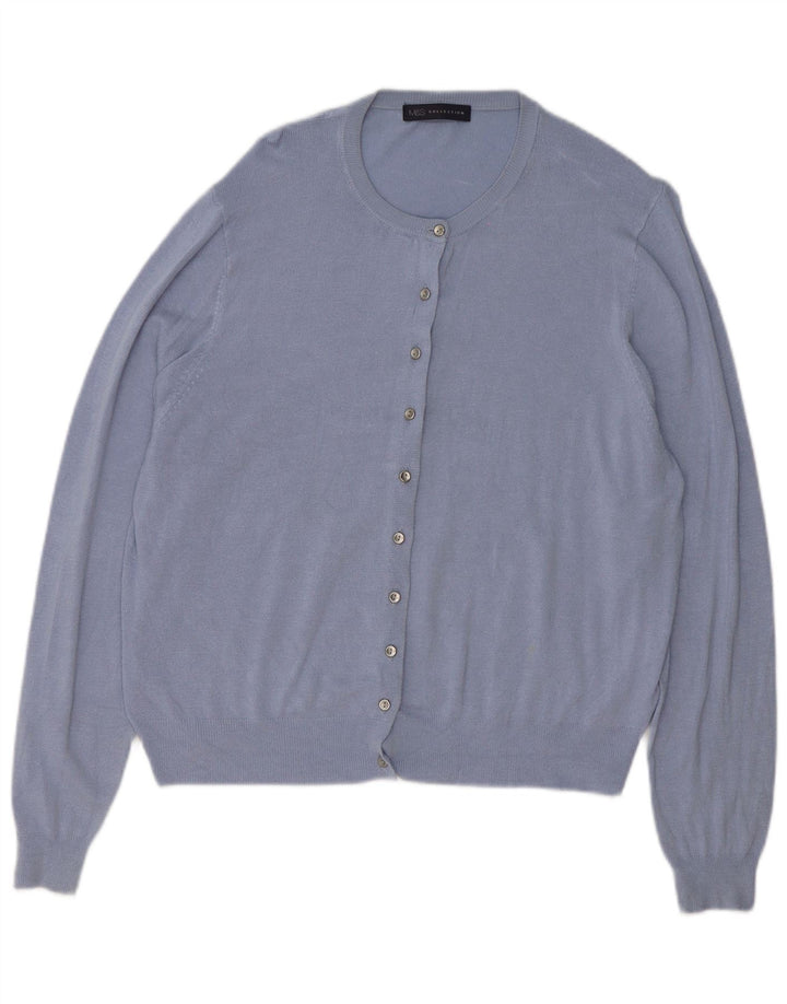 MARKS & SPENCER Camisola Cardigan Oversized Feminina Reino Unido 18 XL Azul Viscose
