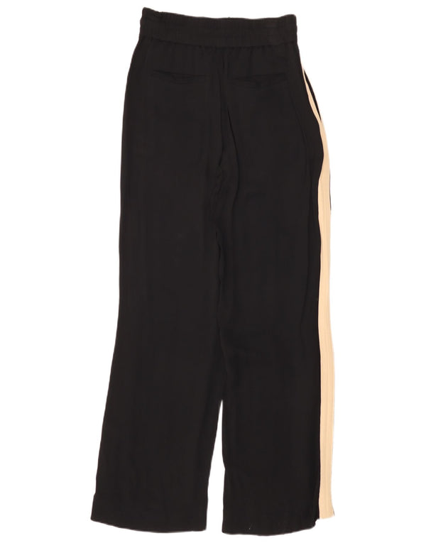 Calça feminina Reiss cintura alta com pernas largas Reino Unido 6 XS W26 L30 preto colorblock