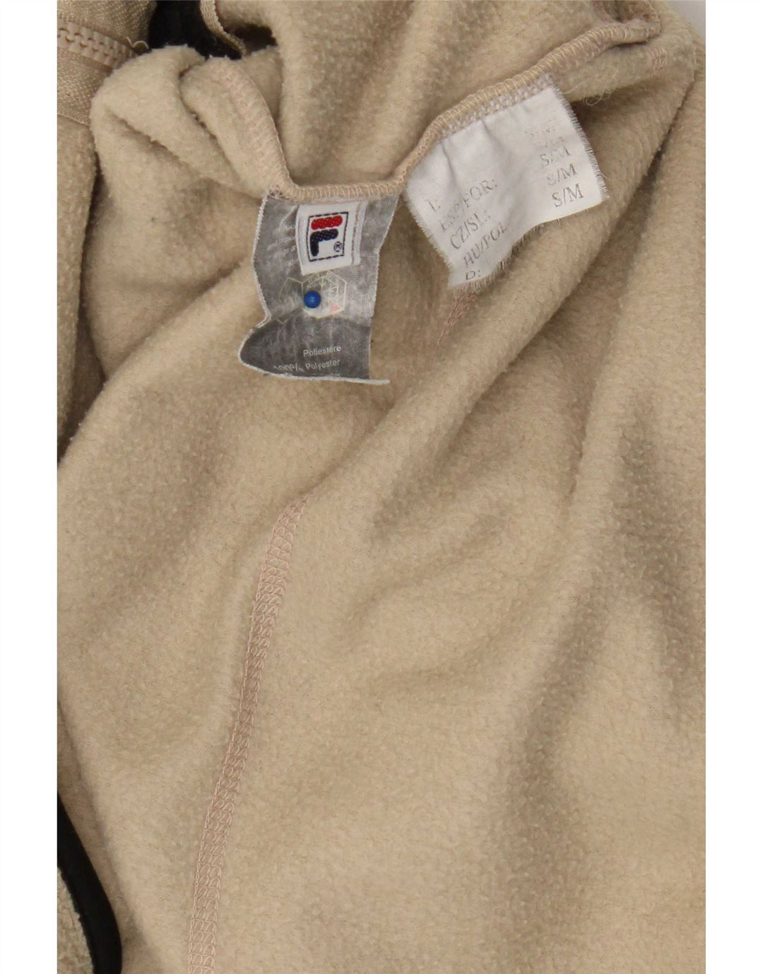 Jaqueta masculina Fila Fleece UK 36 poliéster colorblock bege pequeno