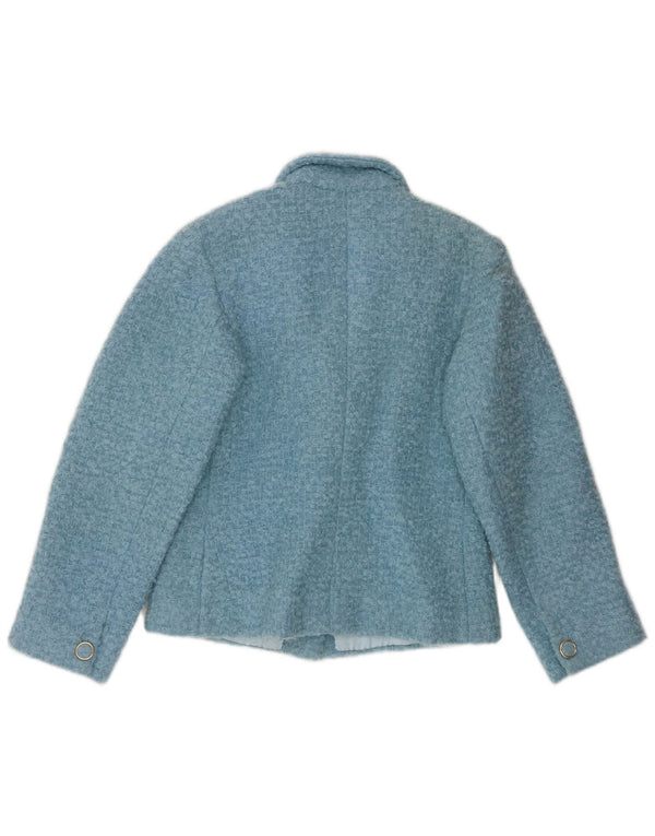 Jaqueta Blazer Vintage Feminina Crop 3 Botões Reino Unido 12 Azul Médio
