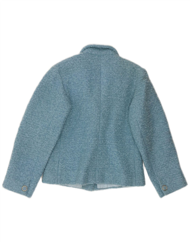 Jaqueta Blazer Vintage Feminina Crop 3 Botões Reino Unido 12 Azul Médio