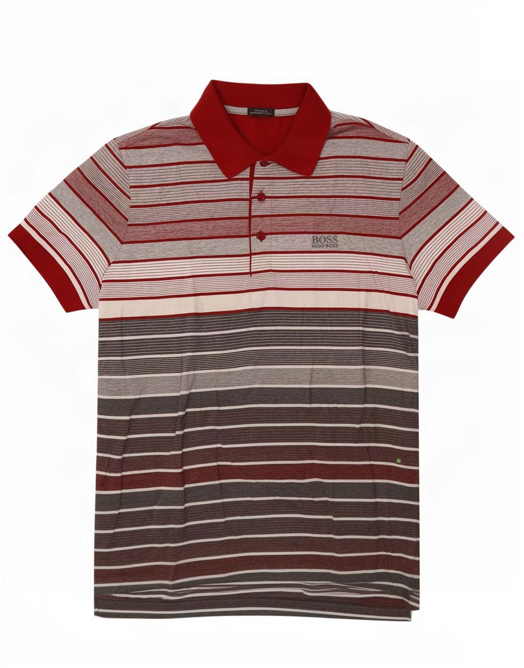Camisa polo masculina Hugo Boss Regular Fit pequena listrada vermelha de algodão