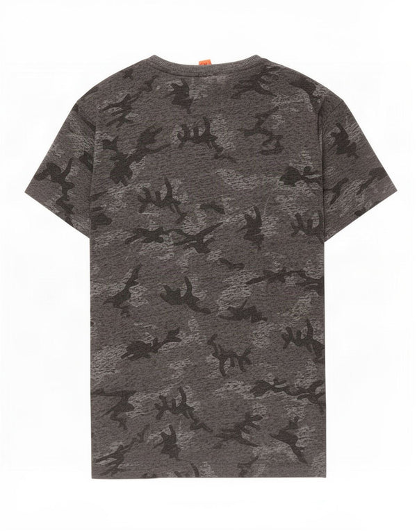 Camiseta masculina Superdry Top pequeno algodão camuflado cinza