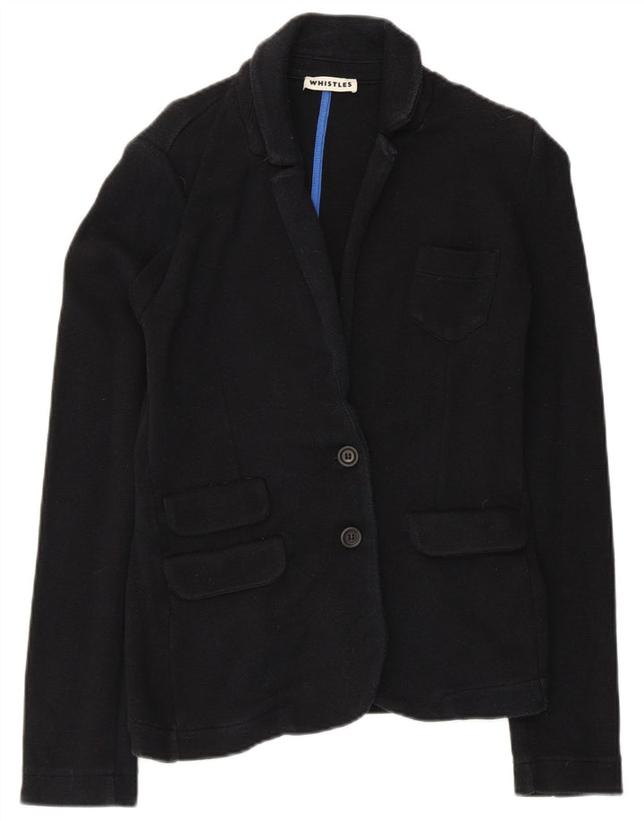 Jaqueta blazer feminina de 2 botões Whistles Reino Unido 10 pequeno algodão preto