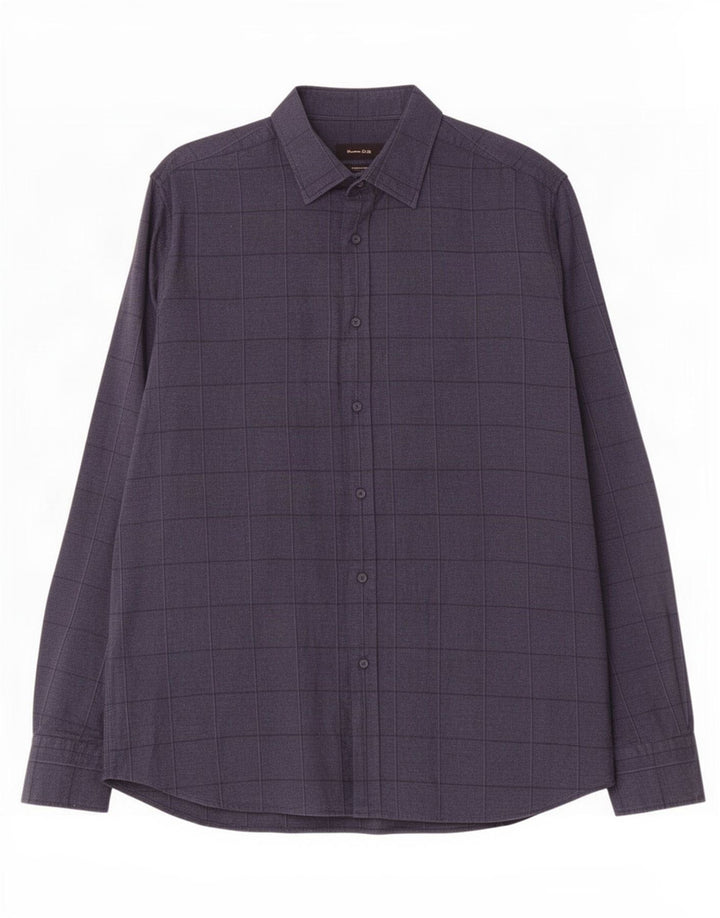 Camisa masculina Massimo Dutti XL azul marinho xadrez algodão