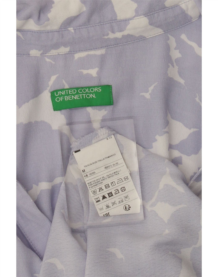 Camisa feminina BENETTON UK 14 viscose floral roxa média