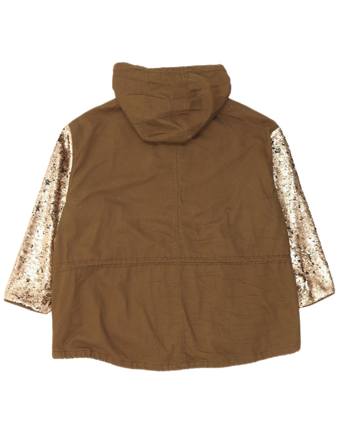 Jaqueta parka feminina com capuz grande Zara Reino Unido 10 pequeno cáqui colorblock