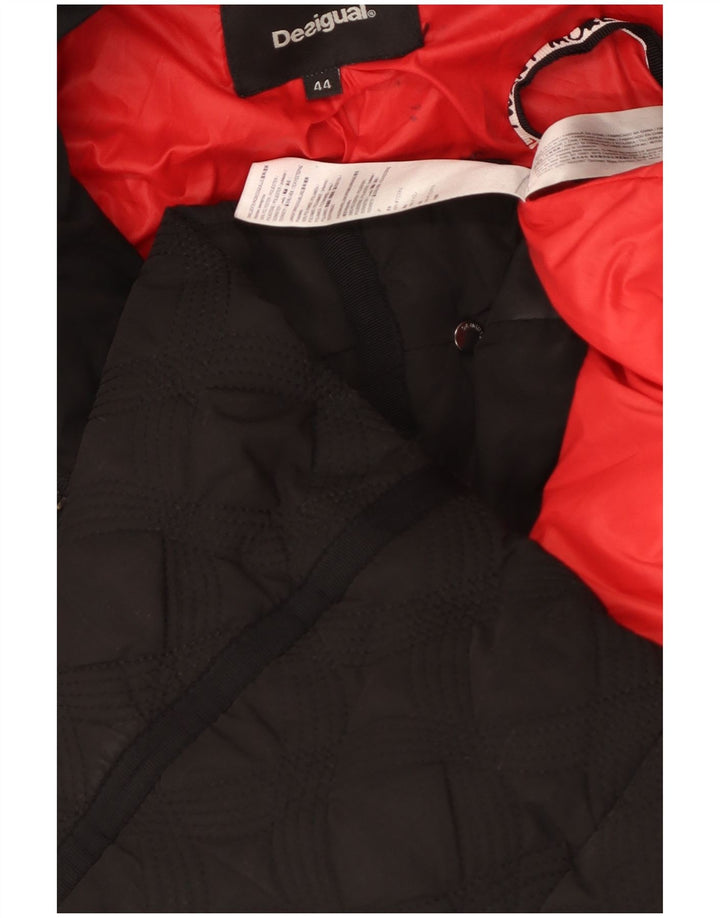 Casaco feminino acolchoado com capuz Desigual EU 44 XL preto poliéster