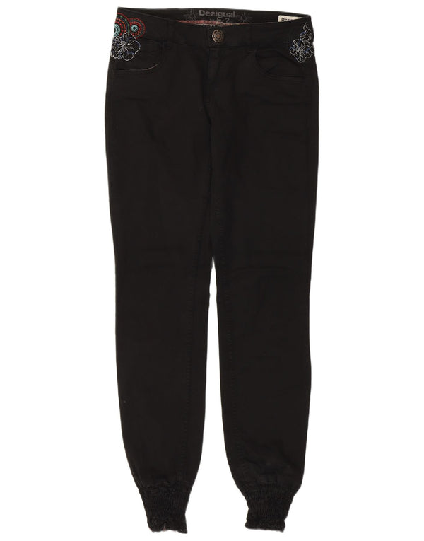 Desigual Womens Joggers Slim Jeans W30 L31 Black Floral Cotton
