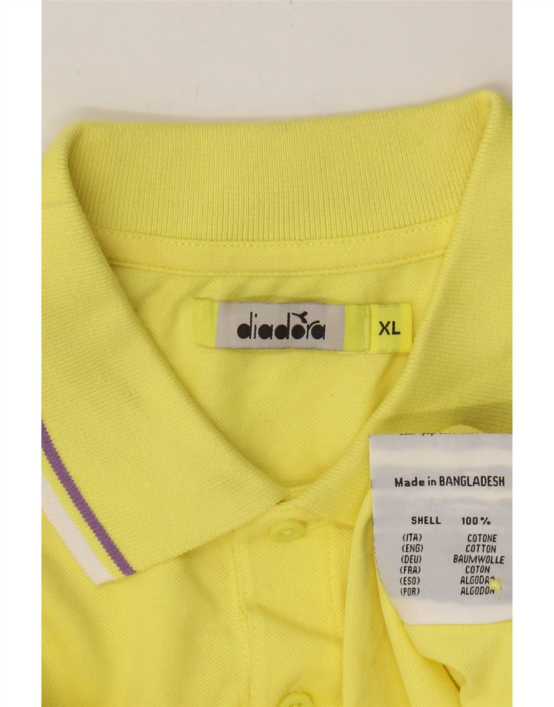 DIADORA Mens Polo Shirt XL Yellow Cotton Vintage Diadora and Second-Hand Diadora from Messina Hembry 
