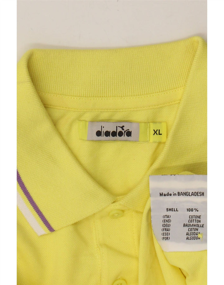 DIADORA Mens Polo Shirt XL Yellow Cotton Vintage Diadora and Second-Hand Diadora from Messina Hembry 