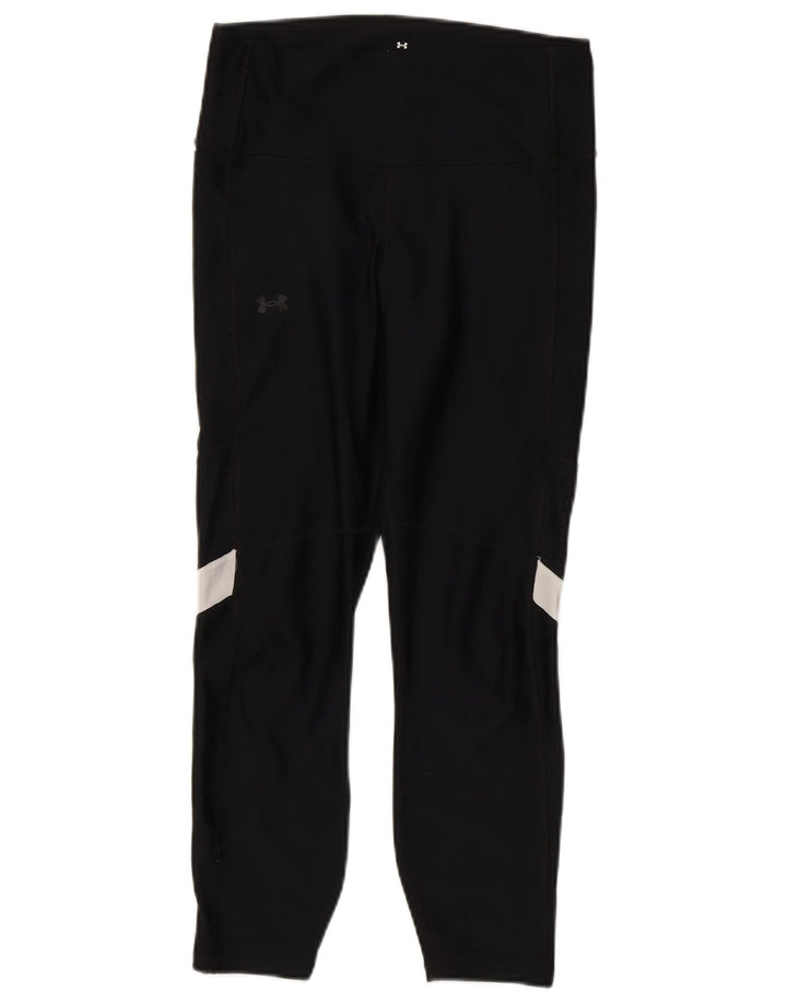 Under Armour Womens Crop Leggings UK 12 Médio Preto Colourblock Poliéster