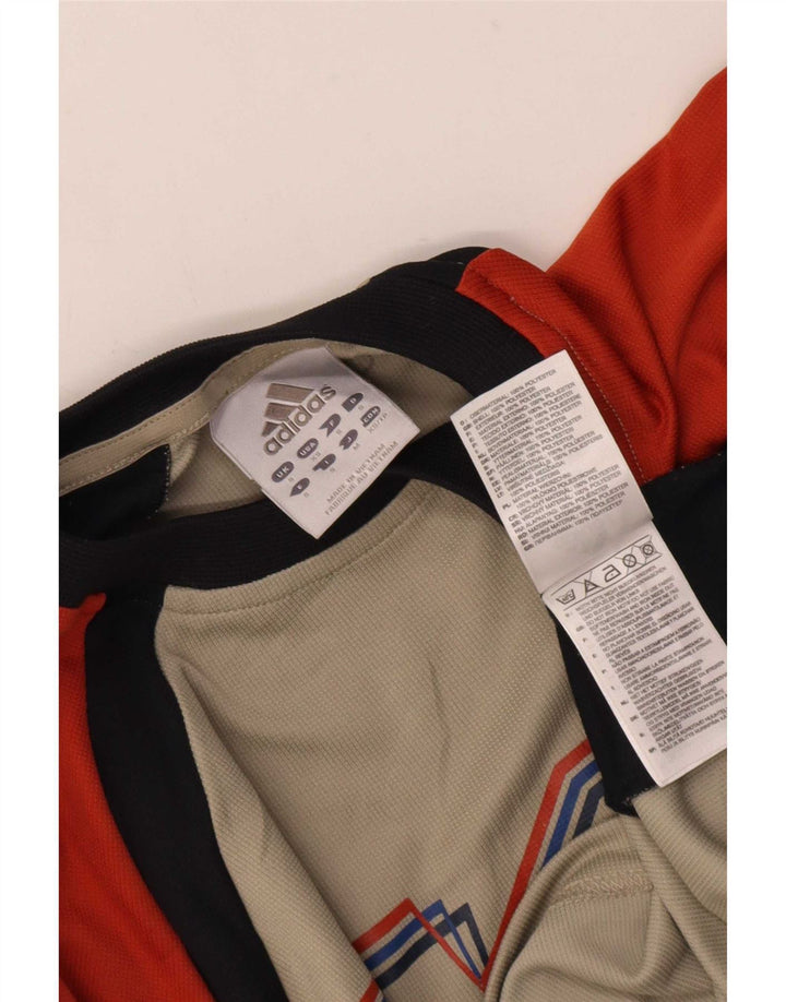 Adidas masculino gráfico top manga longa pequeno bege colorblock poliéster