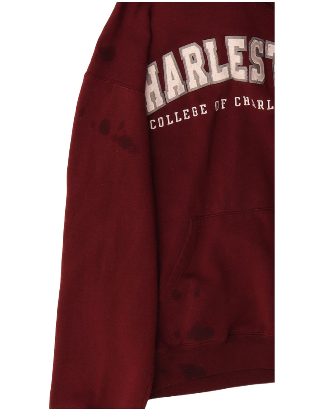 CHAMPION Suéter masculino com capuz gráfico Charleston pequeno algodão borgonha