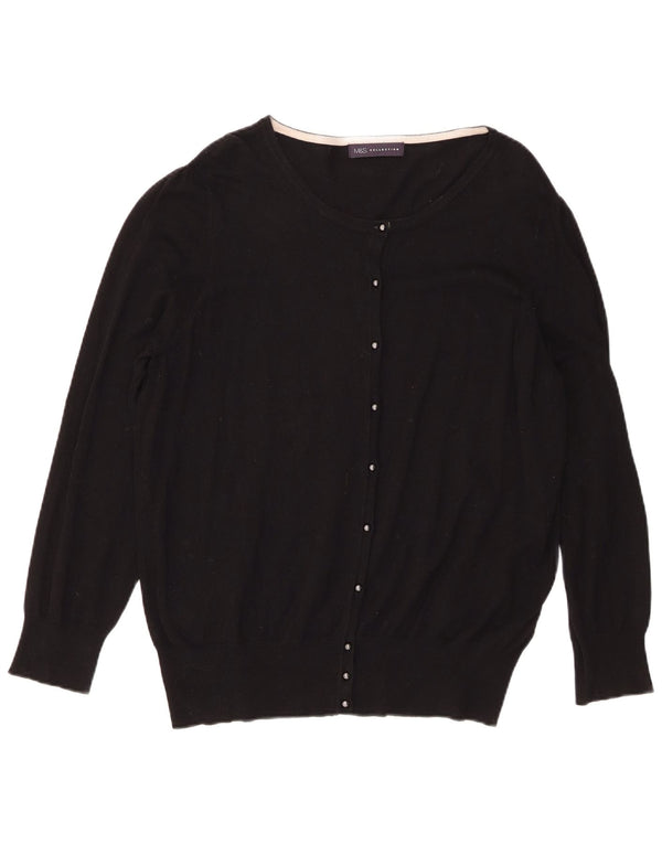 Suéter cardigã feminino Marks & Spencer Regular Fit Reino Unido 20 2XL Viscose Preta