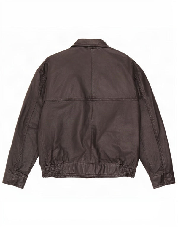 Jaqueta de couro masculina vintage UK 40 grande preta