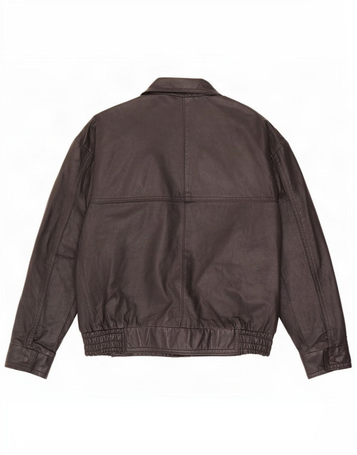 Jaqueta de couro masculina vintage UK 40 grande preta