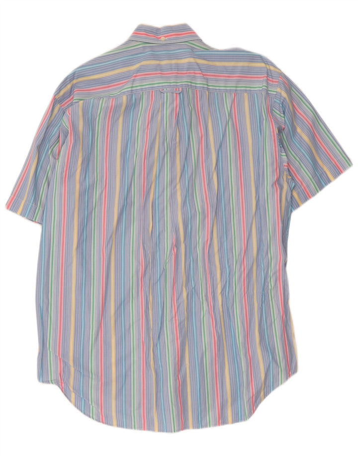 Lacoste Camisa masculina de manga curta tamanho 42 grande listrado multicolorido