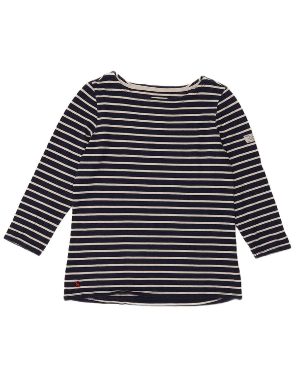 Top feminino Joules de ajuste regular manga 3/4 Reino Unido 10 pequeno listrado azul marinho