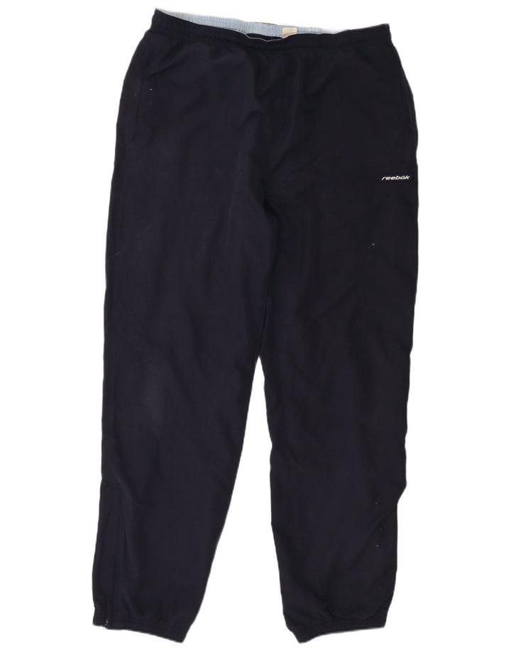 Calça de treino masculina Reebok Joggers grande poliéster azul marinho