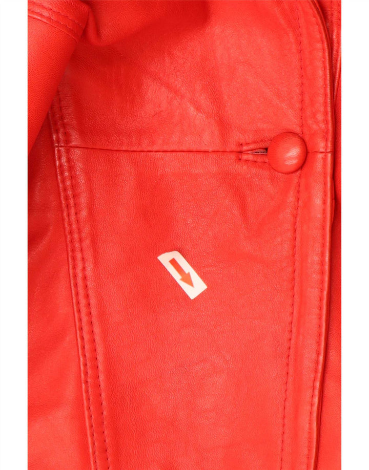 Casaco de couro oversized feminino vintage UK 18 XL vermelho