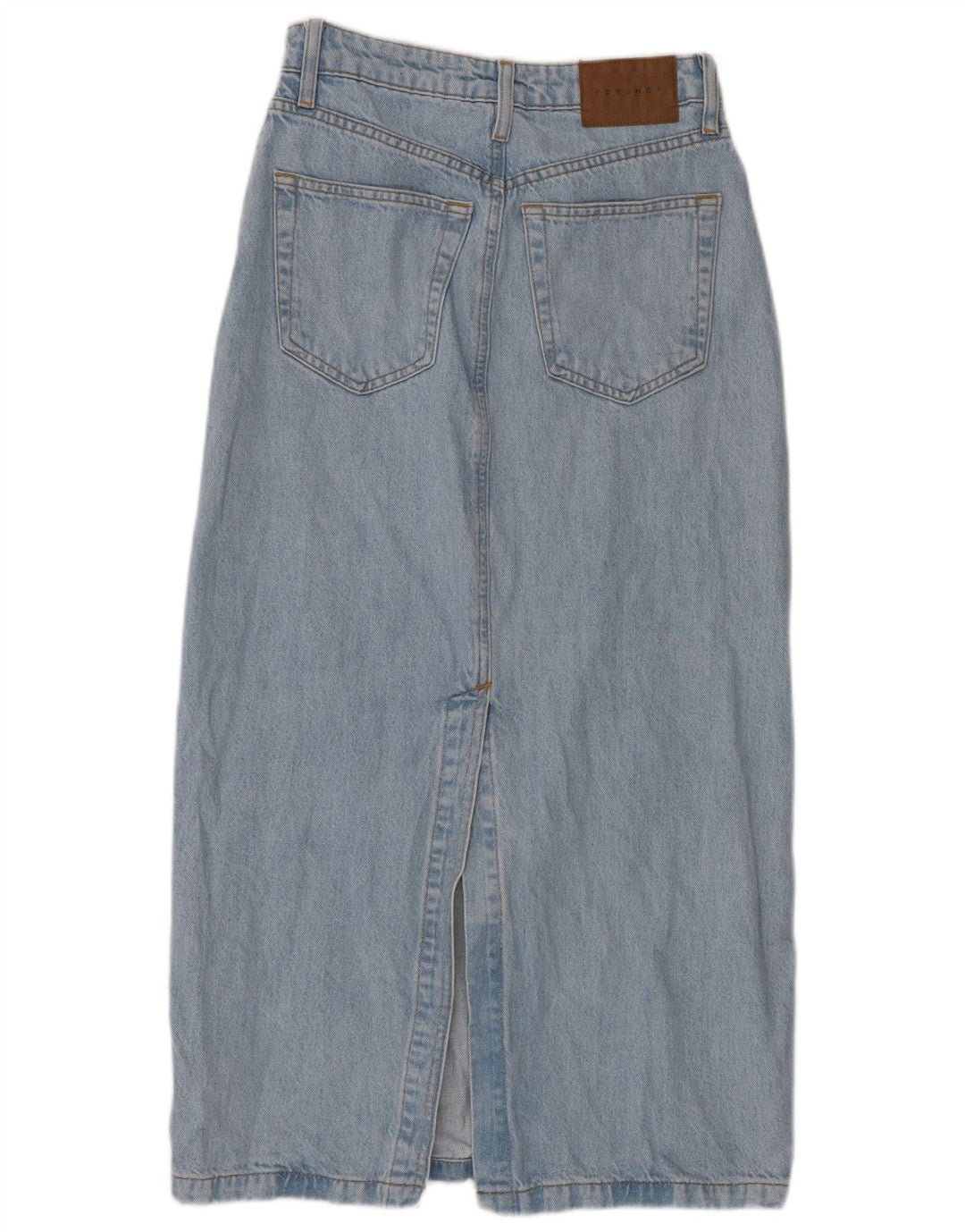 Saia jeans feminina Topshop UK 8 pequena W26 azul
