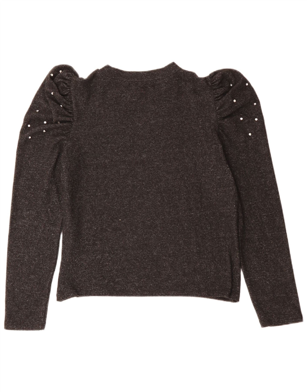 Top feminino ZARA manga comprida UK 14 grande cinza