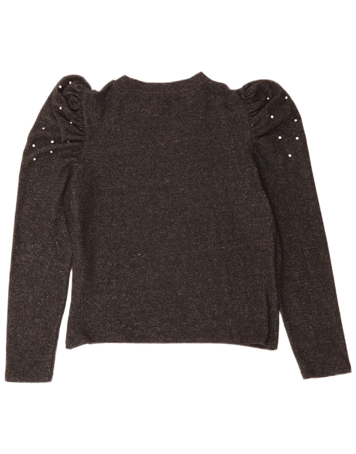 Top feminino ZARA manga comprida UK 14 grande cinza