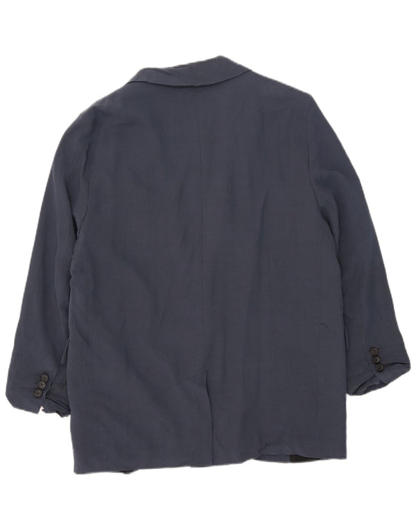 Jaqueta blazer feminina Zara com 1 botão grande Reino Unido 10 pequena azul marinho viscose