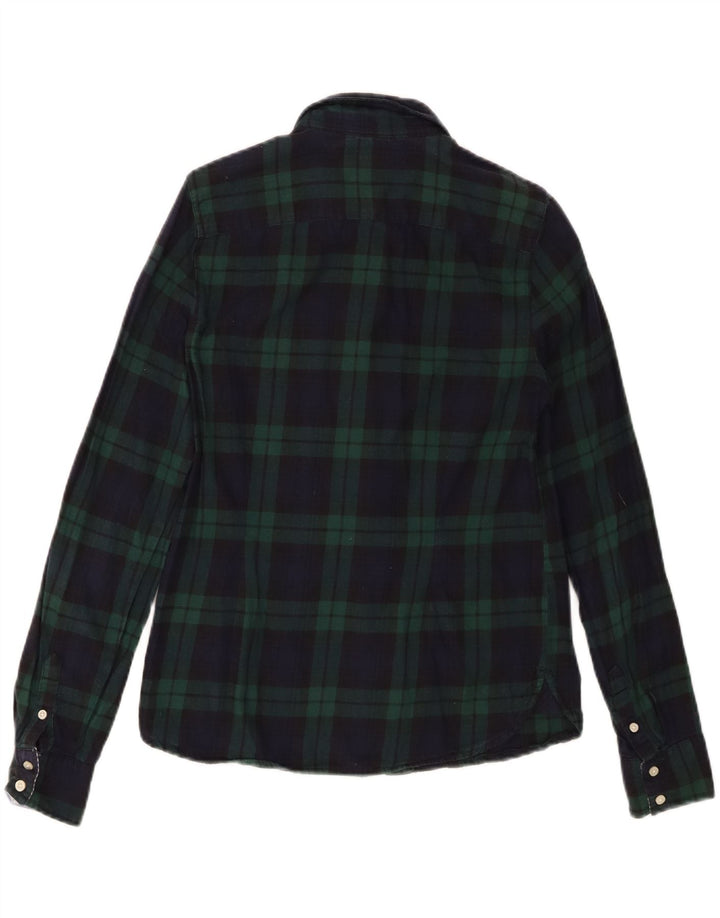 Camisa Tommy Hilfiger Feminina UK 12 Médio Azul Marinho Xadrez Algodão