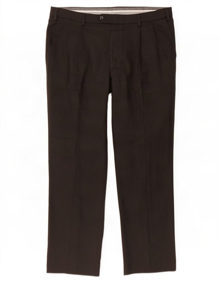 Calça masculina Marks & Spencer com ajuste sob medida W38 L31 lã preta