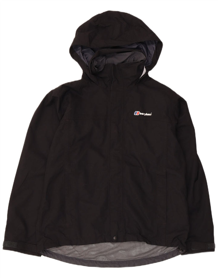Jaqueta de chuva masculina Berghaus com capuz UK 38 poliamida preta média