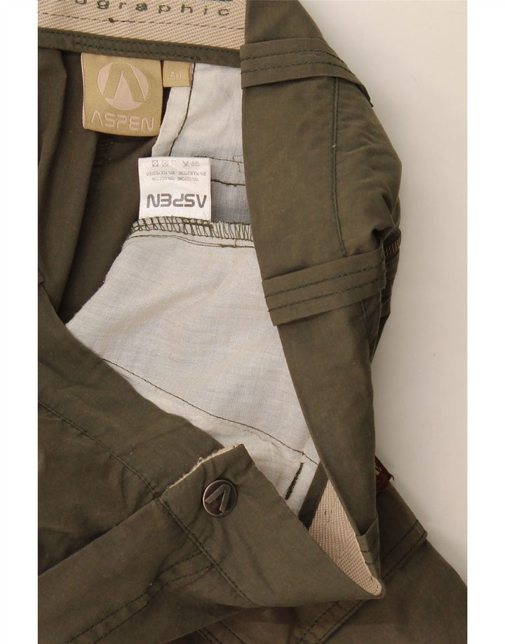 Shorts cargo masculino Aspen IT 50 grande W34 algodão cáqui