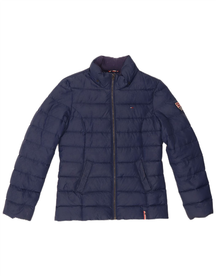 Jaqueta acolchoada feminina Tommy Hilfiger UK 14 poliéster azul marinho médio
