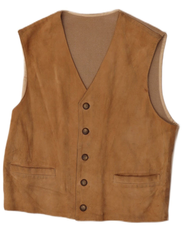 Colete masculino de camurça Harry&Moore IT 52 grande couro bege
