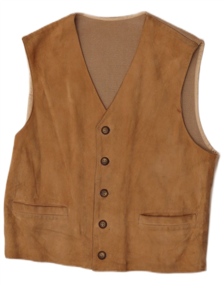 Colete masculino de camurça Harry&Moore IT 52 grande couro bege