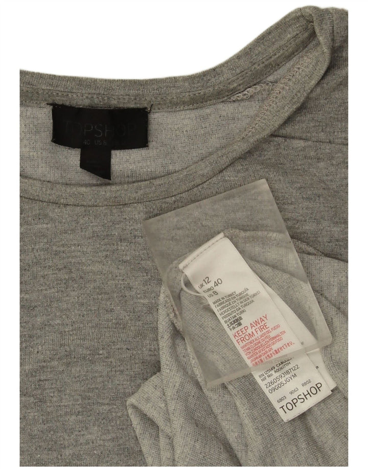 Topshop feminino oversized manga comprida Reino Unido 12 viscose cinza médio