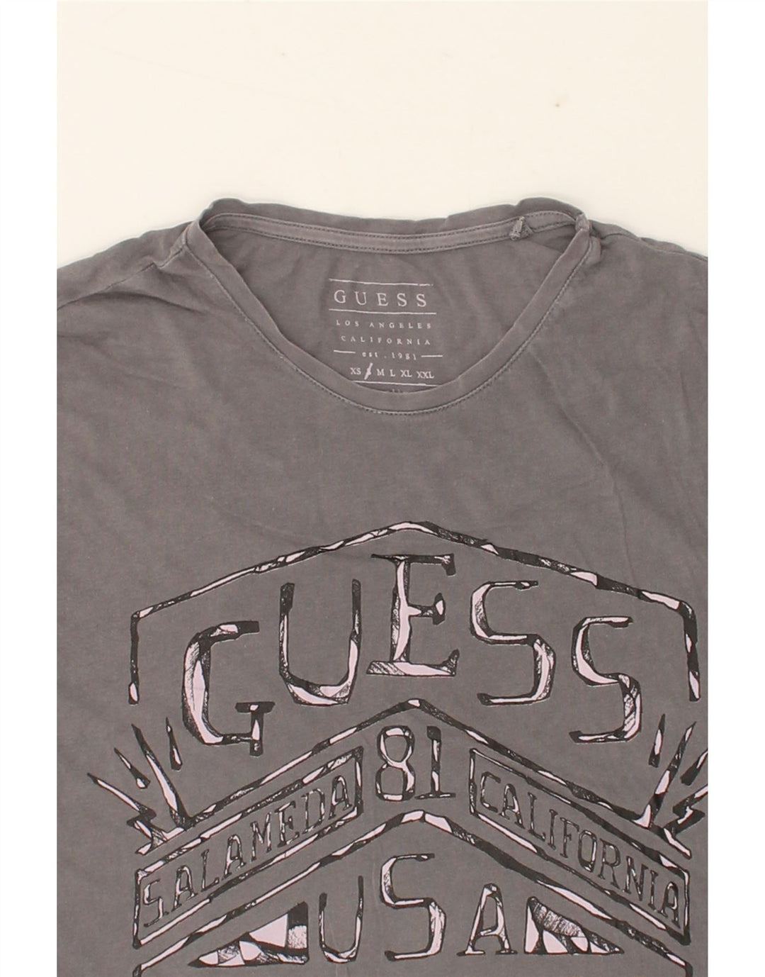 GUESS Mens Graphic T-Shirt Top Small Grey Cotton Vintage Guess and Second-Hand Guess from Messina Hembry 