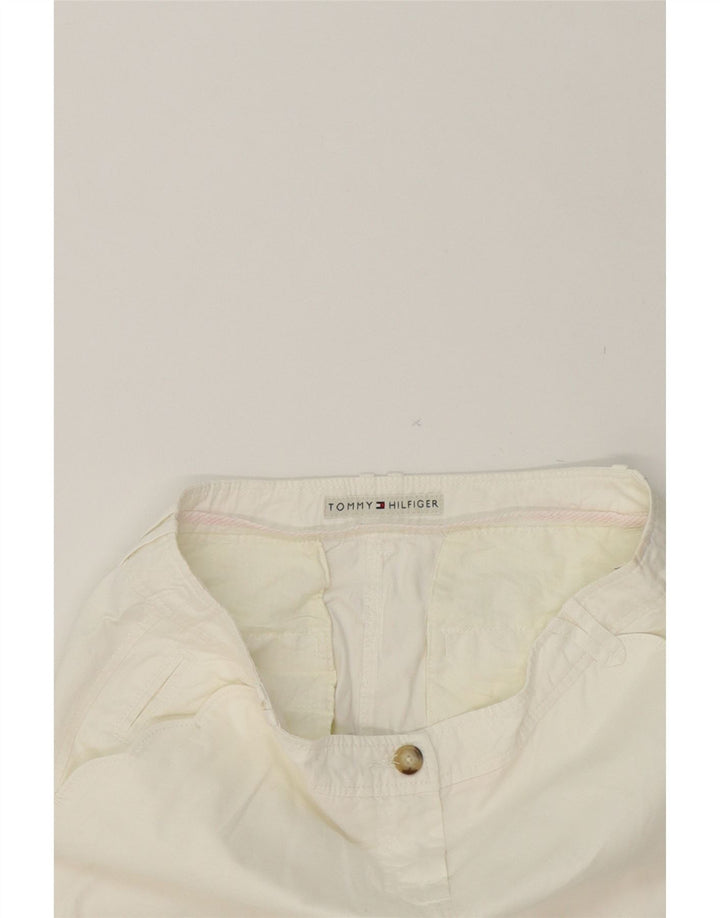 TOMMY HILFIGER Womens Straight Cropped Trousers W34 L25 White Cotton Vintage Tommy Hilfiger and Second-Hand Tommy Hilfiger from Messina Hembry 