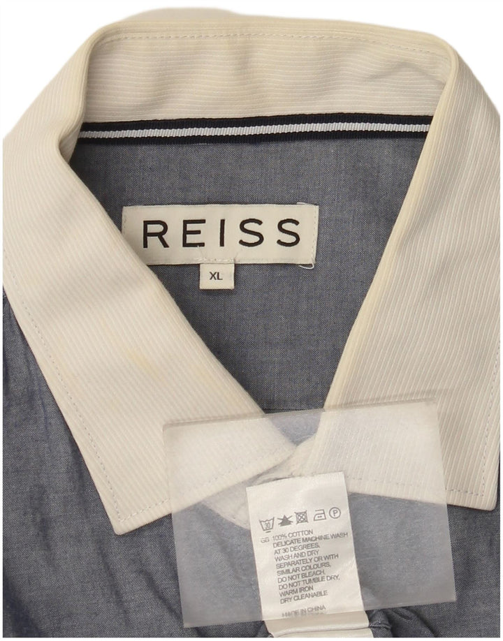 Camisa masculina Reiss XL azul colorblock algodão