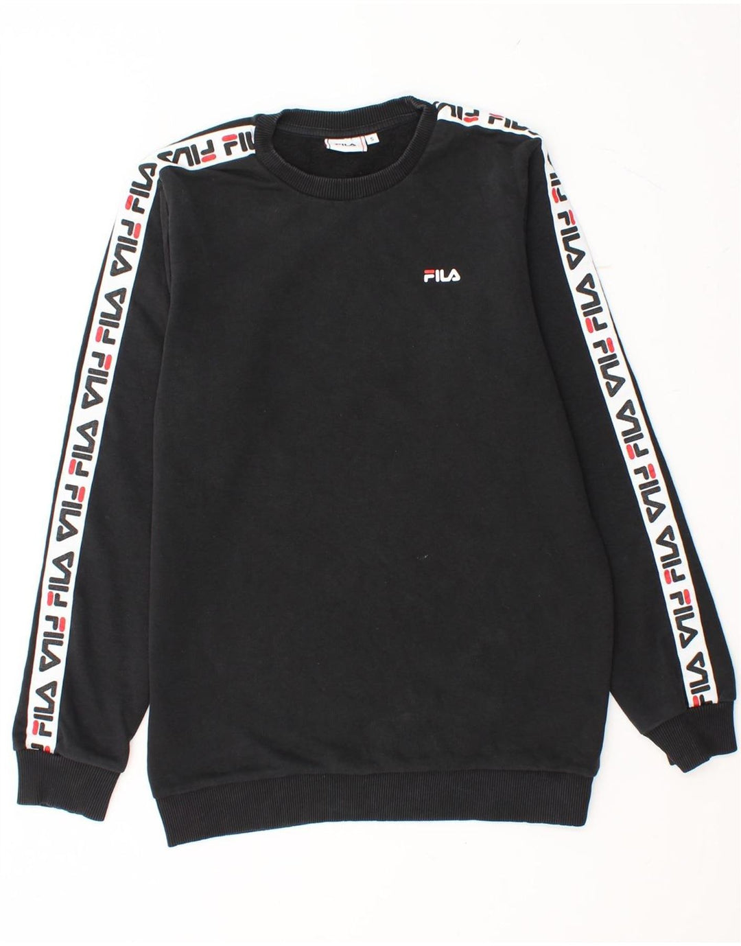 FILA moletom gráfico masculino jumper pequeno preto colorblock algodão