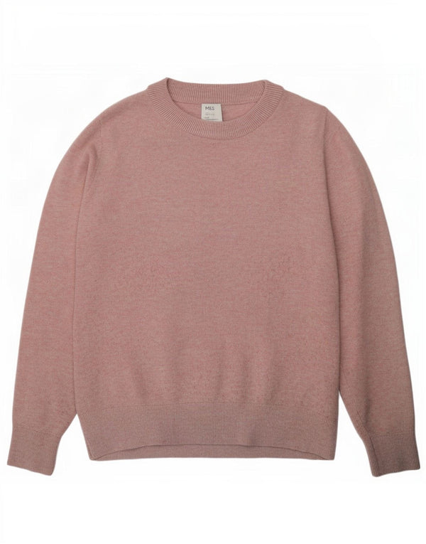 Suéter feminino Marks & Spencer com gola redonda, Reino Unido 10, pequeno, rosa, poliéster