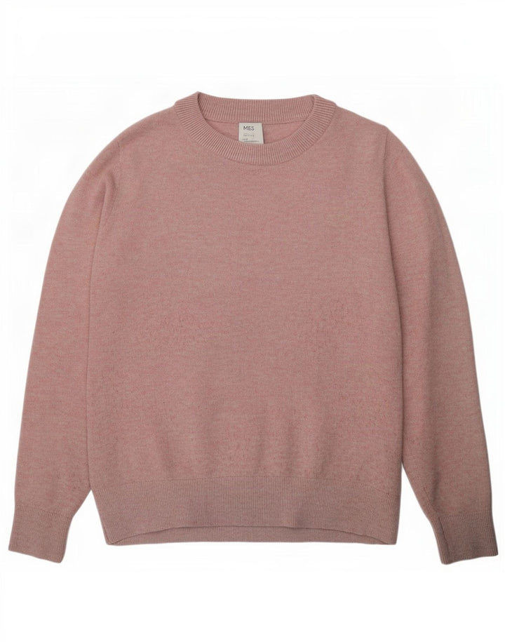 Suéter feminino Marks & Spencer com gola redonda, Reino Unido 10, pequeno, rosa, poliéster