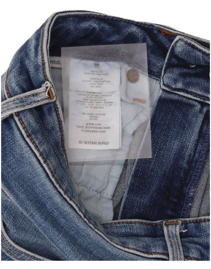G-Star feminino jeans slim desgastado W24 L30 algodão azul