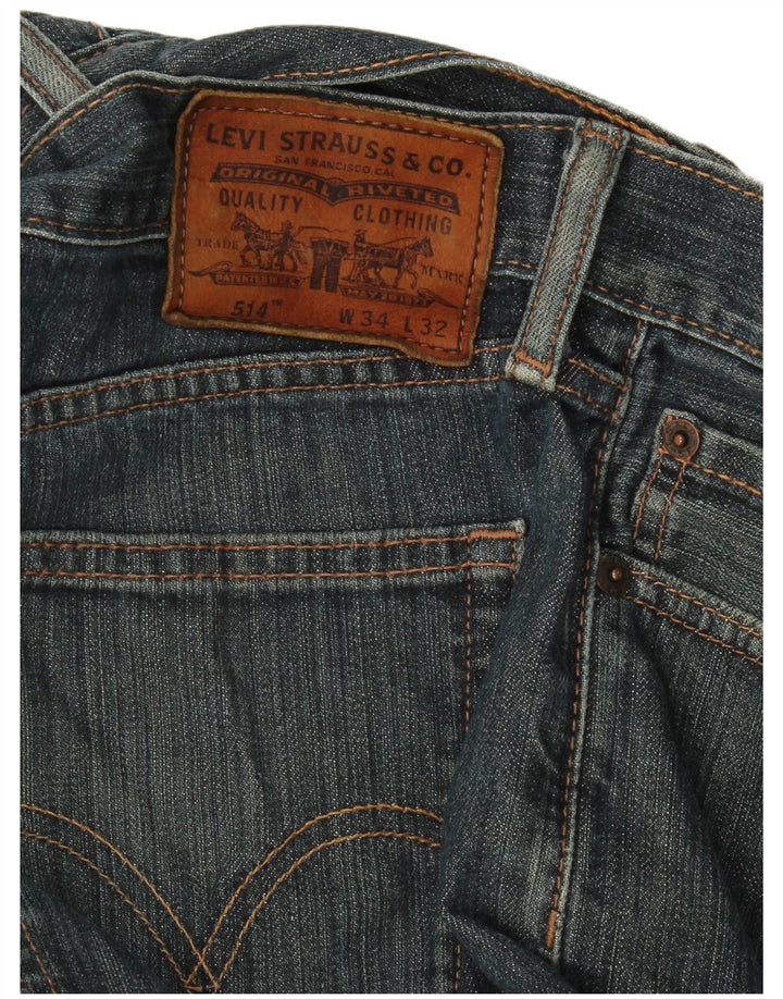 Levi's Masculino 514 Straight Jeans W34 L32 Azul Marinho Algodão