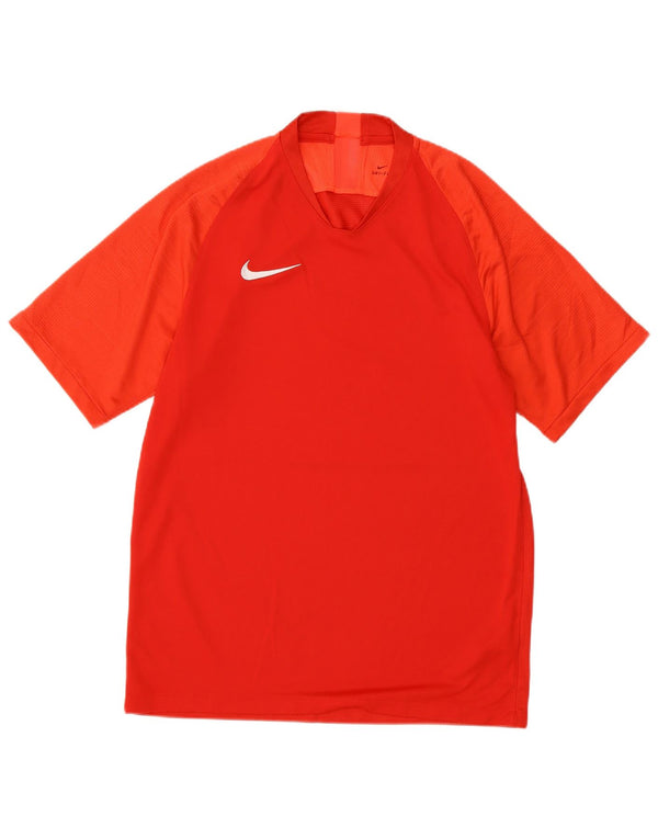 Nike Mens Dri Fit T-Shirt Top Medium Red Colourblock Polyester