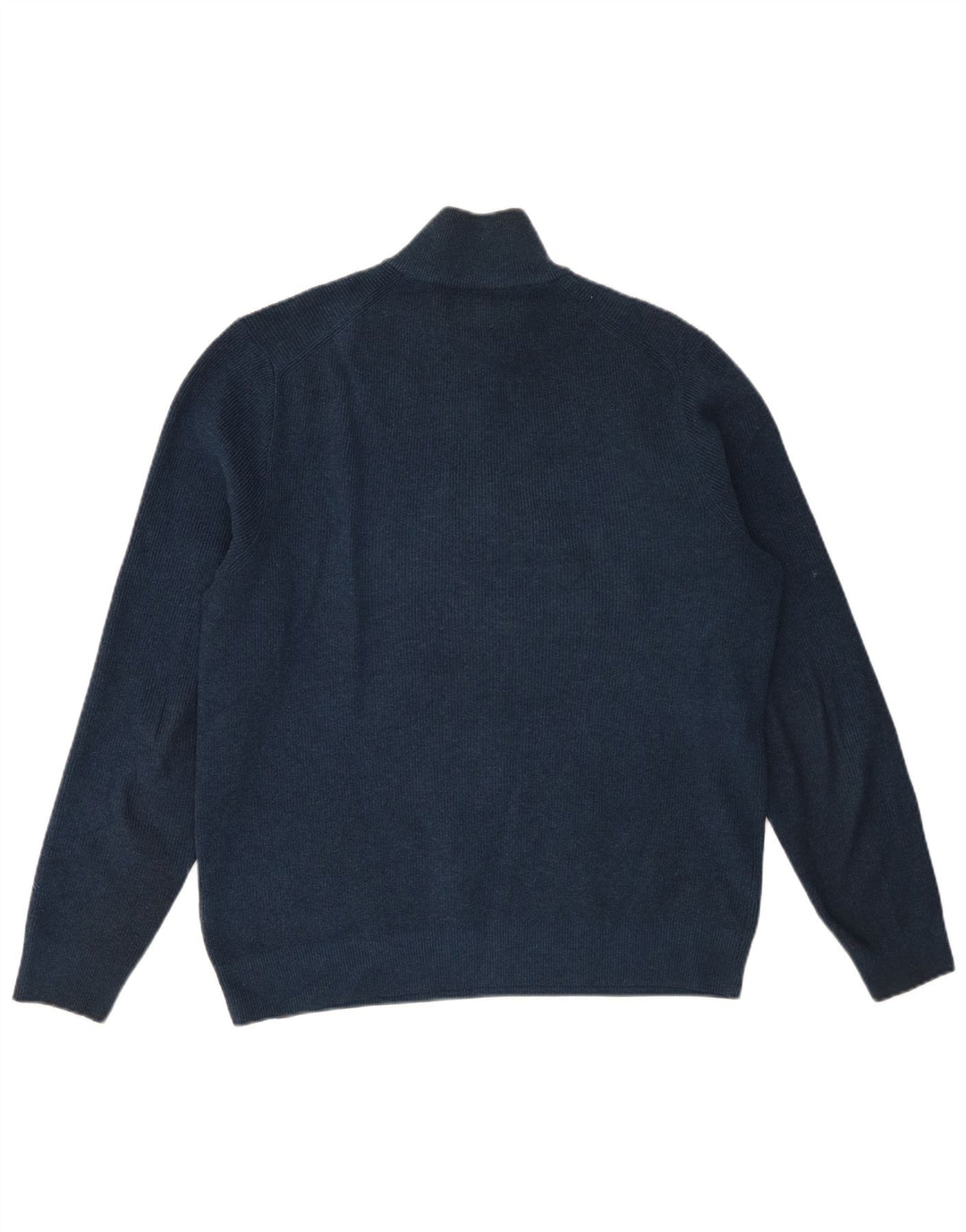 Suéter masculino Marks & Spencer com zíper e gola alta de algodão azul marinho