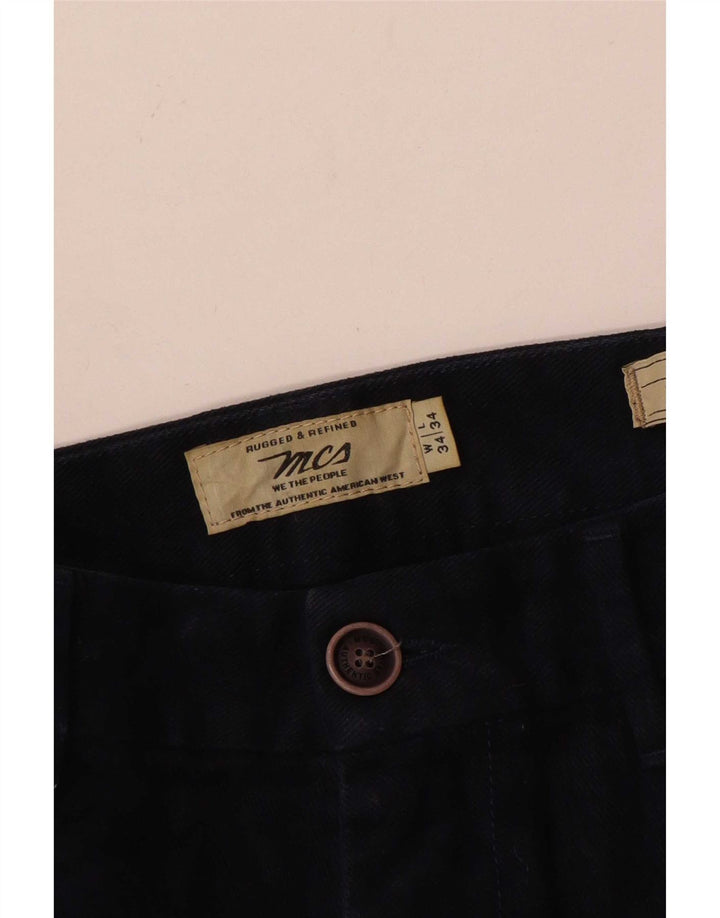 Calça chino reta masculina Marlboro Classics W34 L28 azul marinho