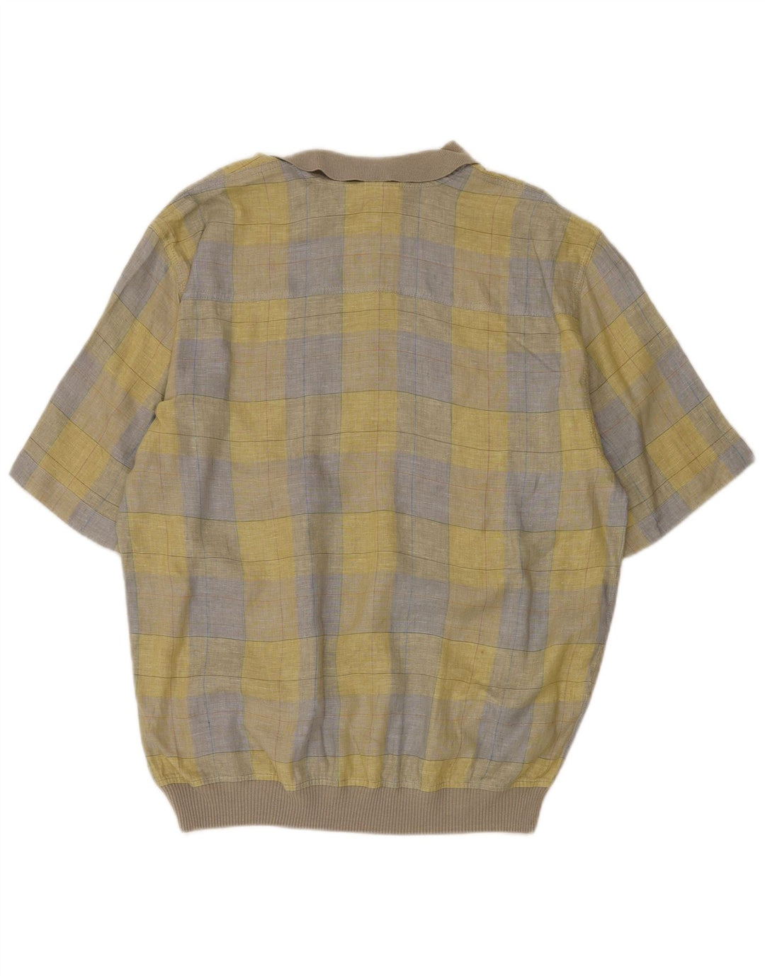 Camisa pulôver masculina de manga curta Donny & Max, linho xadrez amarelo grande